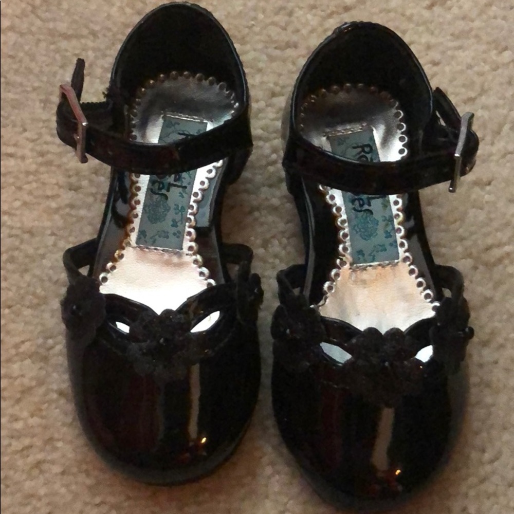 Rachel Shoes shiny black toddler heels